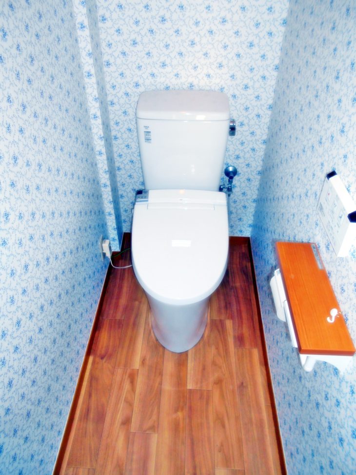 2階のおトイレが水漏れしていたので、この機会にｸﾛｽと床も張替えしました。